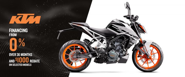 Hit the road with a KTM motorcycle – Financing from 0% over 36 months